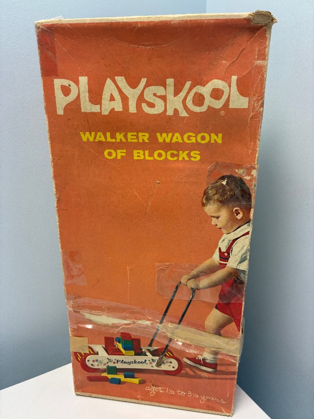 Rare Vintage 1963 Playskool Walker Wagon for Blocks Complete w Original Box